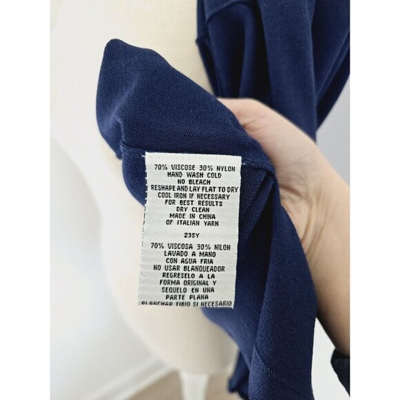 Eileen Fisher Viscose Jersey Navy Blue Knit Open Front Cardigan Sweater XS New - Picture 11 of 11